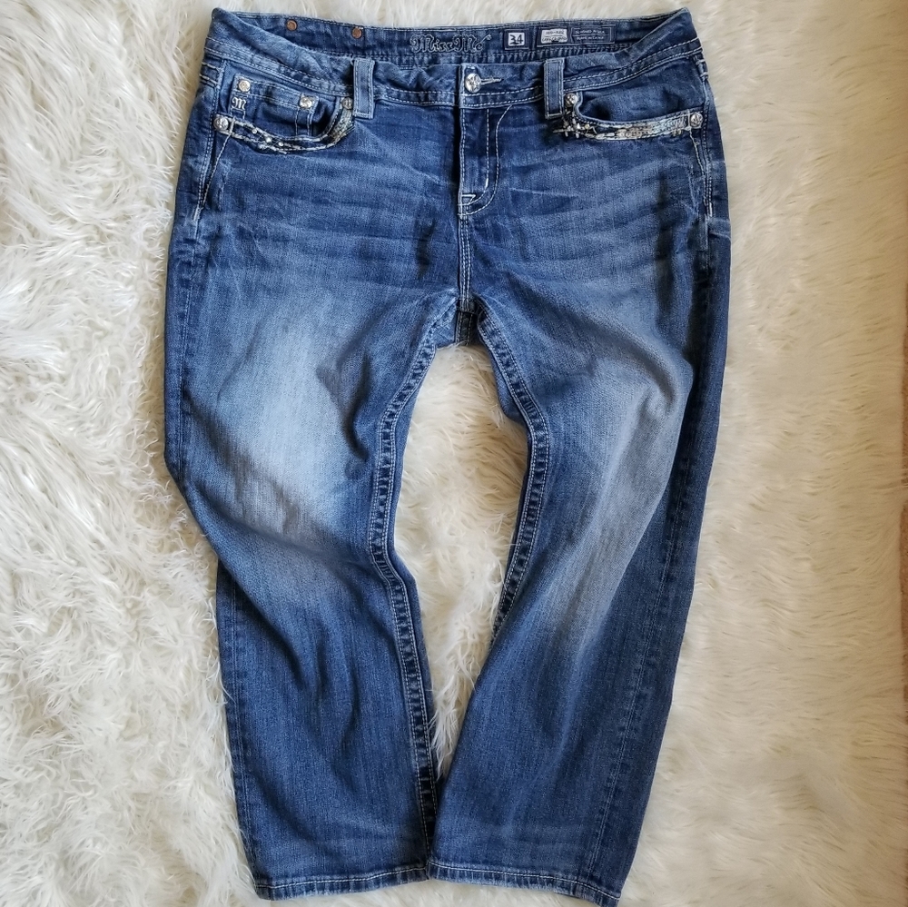 Miss Me Denim Cropped Carpis Sz 34 BLING